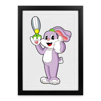 Ciseaux de coiffeur lapin - Affiche encadrée (27 × 37 cm) - noir - Devant