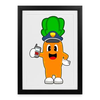 Carrot Policier Microphone Police - Affiche encadrée (27 × 37 cm) - noir - Devant