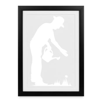 Jardinier Fleurs Arrosoir Icône Symbole Jardin Prairie - Affiche encadrée (27 × 37 cm) - noir - Devant