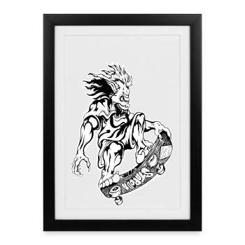 Patin - Affiche encadrée (27 × 37 cm) - noir - Devant