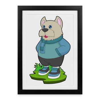 Hund Winter Schal - Gerahmtes Poster (27 × 37 cm) - Schwarz - Vorne