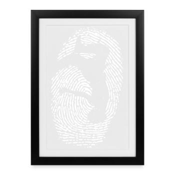 Silhouette de la main en cercle d’empreintes digitales - Affiche encadrée (27 × 37 cm) - noir - Devant