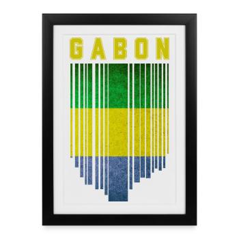 Drapeau du Gabon, Fierté gabonaise - Affiche encadrée (27 × 37 cm) - noir - Devant