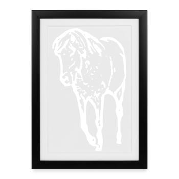 Cheval Blanc Chevaux Blancs T-shirt Cadeau Cavalier - Affiche encadrée (27 × 37 cm) - noir - Devant