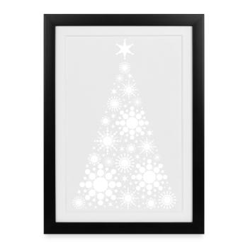 Sapin de Noël / Sapin de Noël fait de cercles - Affiche encadrée (27 × 37 cm) - noir - Devant