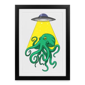 Poulpe, Vaisseau Spatial, Espace - Affiche encadrée (27 × 37 cm) - noir - Devant