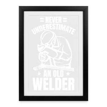 Ne sous-estimez jamais un vieux soudeur - Affiche encadrée (27 × 37 cm) - noir - Devant