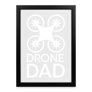 Drone Dad Cool Dad Funny Sayings Flying Logo - Framed poster (27 × 37 cm) - black - Front