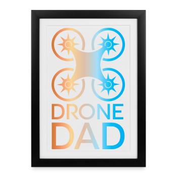 drone dad colors drone pilot icon icon logo - Framed poster (27 × 37 cm) - black - Front