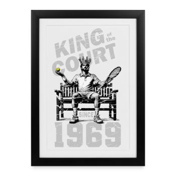 Chemise de tennis 55e anniversaire pour homme 1969 - Affiche encadrée (27 × 37 cm) - noir - Devant