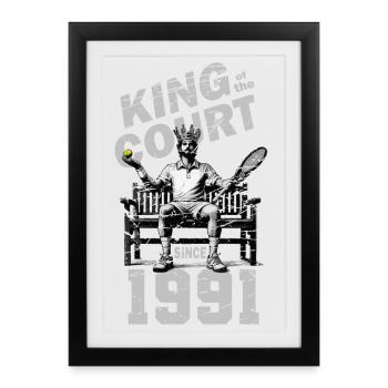 Tennis Shirt Men 33rd Birthday Anniversary 1991 - Framed poster (27 × 37 cm) - black - Front