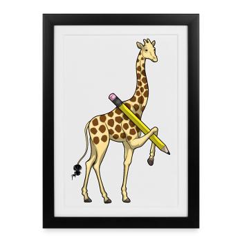 École de crayons des élèves girafes - Affiche encadrée (27 × 37 cm) - noir - Devant