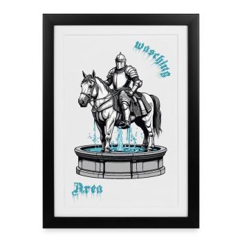 Lavage des chevaux - Affiche encadrée (27 × 37 cm) - noir - Devant