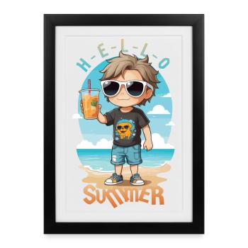 Hello Summer - Framed poster (27 × 37 cm) - black - Front