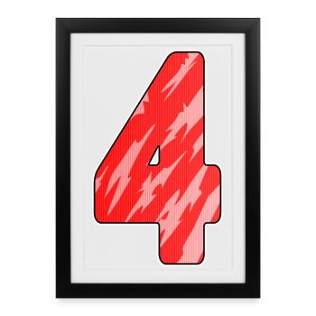 4 - Motif de chiffres à quatre chiffres rouge - Affiche encadrée (27 × 37 cm) - noir - Devant
