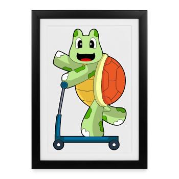 Scooter tortue - Affiche encadrée (27 × 37 cm) - noir - Devant