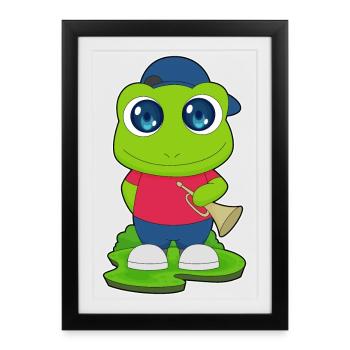 Frog Musician Trumpet Music - Framed poster (27 × 37 cm) - black - Front