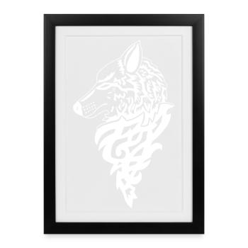Loup blanc génie de la forêt - Affiche encadrée (27 × 37 cm) - noir - Devant