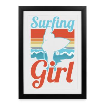 Surfeur - Affiche encadrée (27 × 37 cm) - noir - Devant