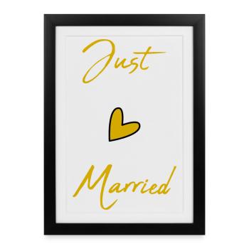 JUST MARRIED. EVJF. SAINT VALENTIN. COUPLE - Affiche encadrée (27 × 37 cm) - noir - Devant
