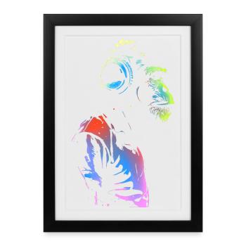 Singe avec des écouteurs 🎧 - Affiche encadrée (27 × 37 cm) - noir - Devant