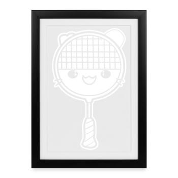 Badminton racket comic style - Framed poster (27 × 37 cm) - black - Front