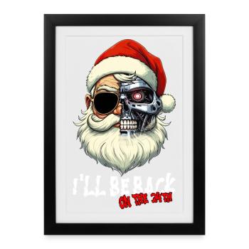 Cyber Père Noël Terminator Je SERAI DE RETOUR - Affiche encadrée (27 × 37 cm) - noir - Devant