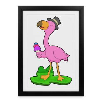 Glace Flamingo Waffle - Affiche encadrée (27 × 37 cm) - noir - Devant