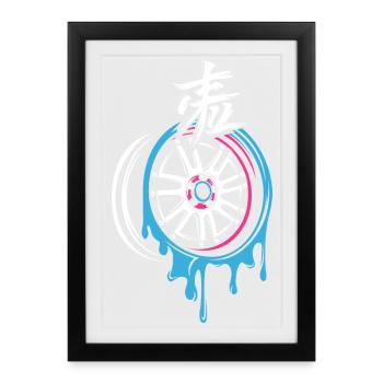 Jante JDM fondante avec kanji – style d’accord - Affiche encadrée (27 × 37 cm) - noir - Devant