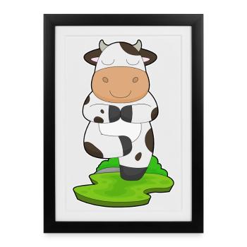 Cow Yoga Fitness Méditation - Affiche encadrée (27 × 37 cm) - noir - Devant