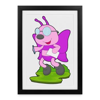 Butterfly Student Paper School - Framed poster (27 × 37 cm) - black - Front
