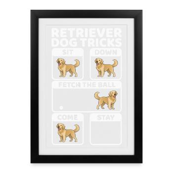 Golden Retriever Hund - Gerahmtes Poster (27 × 37 cm) - Schwarz - Vorne