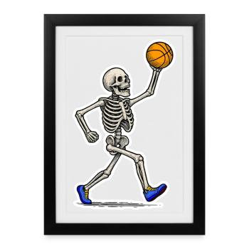 Basketball Skeleton Slam - Affiche encadrée (27 × 37 cm) - noir - Devant