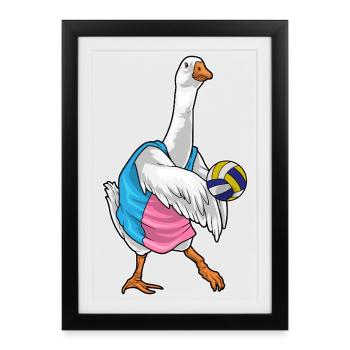 Joueur de volley-ball de canard Volley-ball - Affiche encadrée (27 × 37 cm) - noir - Devant