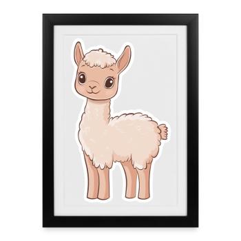 Lama Alpaga Lama - Affiche encadrée (27 × 37 cm) - noir - Devant