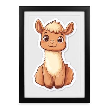 Lama Alpaga Lama - Affiche encadrée (27 × 37 cm) - noir - Devant