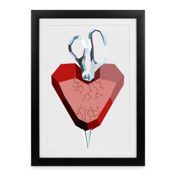 Broken heart of ruby and diamond - Framed poster (27 × 37 cm) - black - Front