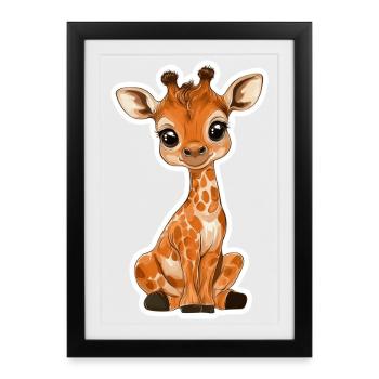 Girafe - Affiche encadrée (27 × 37 cm) - noir - Devant