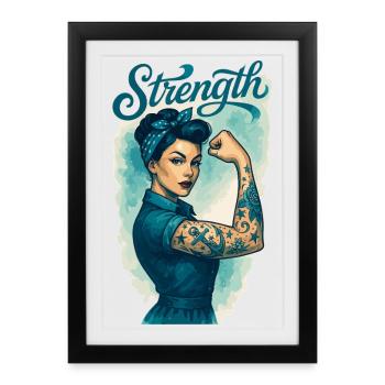 Strong Woman Rockabilly Maritime Biceps Gift - Framed poster (27 × 37 cm) - black - Front