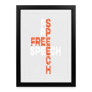 Libre Parole Mot Art Design - Affiche encadrée (27 × 37 cm) - noir - Devant