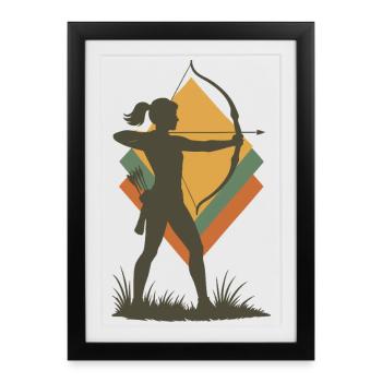 archery bow target archer silhouette - Framed poster (27 × 37 cm) - black - Front