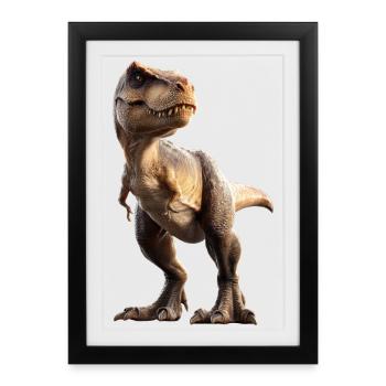 T-Rex Tyrannosaurus Rex Dino Papa Dinosaure - Affiche encadrée (27 × 37 cm) - noir - Devant