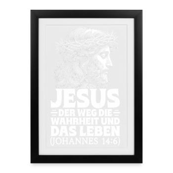 Jésus Bible Dieu Christ Croix religieuse Foi - Affiche encadrée (27 × 37 cm) - noir - Devant