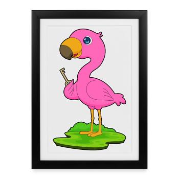 Clé Flamingo - Affiche encadrée (27 × 37 cm) - noir - Devant