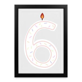 Couleur d’anniversaire numéro bougie design - Affiche encadrée (27 × 37 cm) - noir - Devant