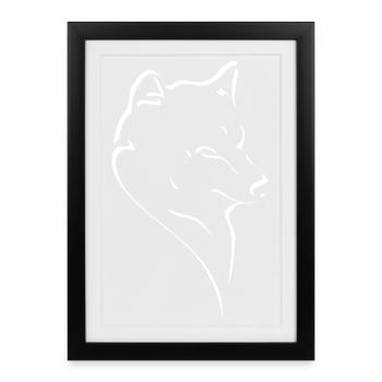 Minimalist Wolf Silhouette Line Art - Framed poster (27 × 37 cm) - black - Front