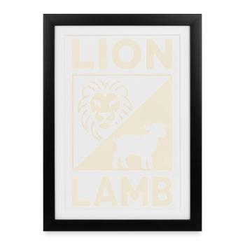 Symbole chrétien du lion et de l'agneau - Affiche encadrée (27 × 37 cm) - noir - Devant