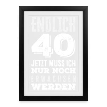 Drôle 40e anniversaire cadeau chemise d’anniversaire - Affiche encadrée (27 × 37 cm) - noir - Devant