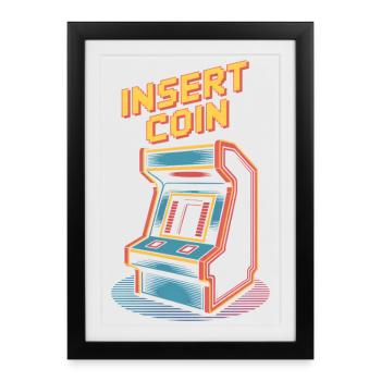 Machine de jeu d'arcade rétro à insérer dans une pièce - Affiche encadrée (27 × 37 cm) - noir - Devant