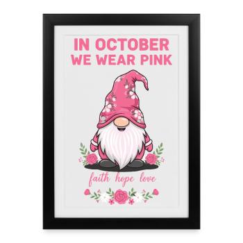 en octobre, nous portons du Gnome rose Sleepy Head - Affiche encadrée (27 × 37 cm) - noir - Devant